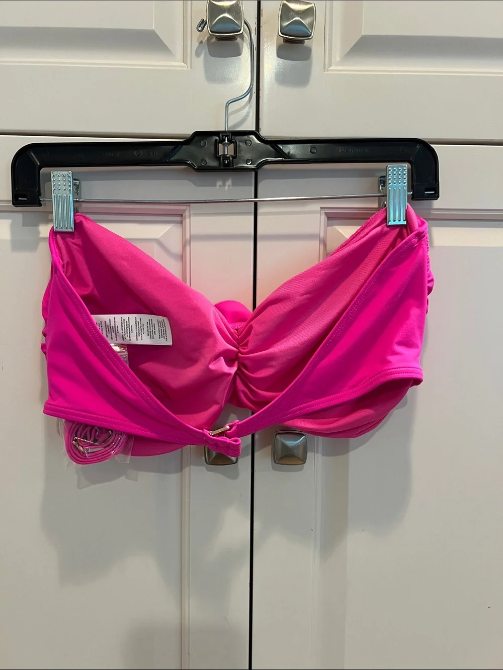 kate spade Hot Pink Floralv Bandeau Bikini Top large bottoms small FYI pads inc.